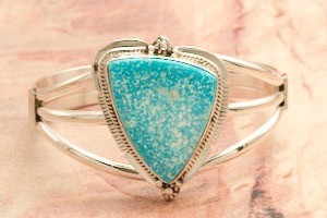 Native American Jewelry Genuine Kingman Turquoise Sterling Silver Bracelet